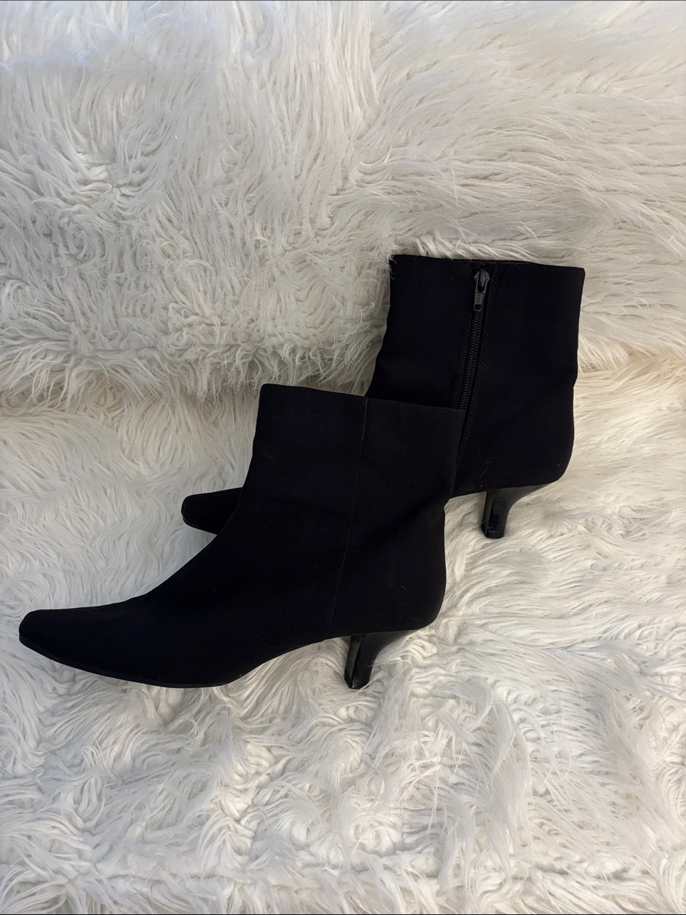 Women's Black Ankle Booties with Kitten Heel